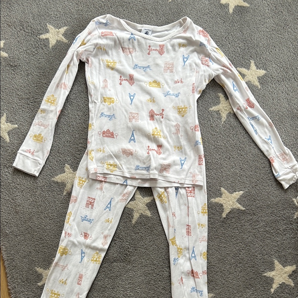 Petit Bateau Kids Pajamas with Red, Yellow, and Blue Print